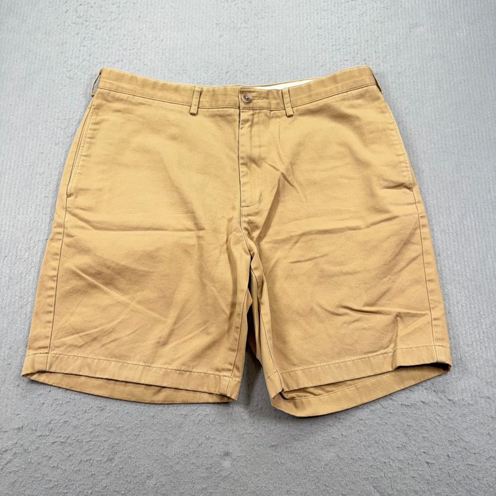 Lands' End Chino Shorts Mens 37 Khaki Traditional Fit Cotton 306219